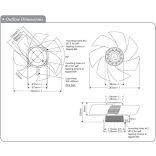 MK280GAN (A)(HR) - Sinwan AC Skeleton Fan, etal Impeller, Reverse Airflow, Dia.245x100mm / 9.6inch 1300~450 CFM