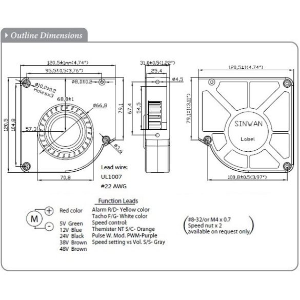 SD600PT - Sinwan DC Blower Fan Dia.120x120x31mm 30~20CFM 