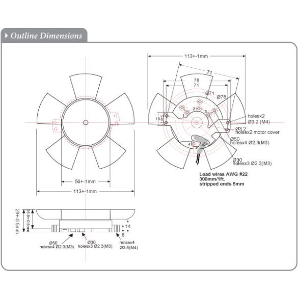 SDK1225 (HR) - Sinwan DC Skeleton Fan, Dia.113x29mm/4.45inch 86~45CFM